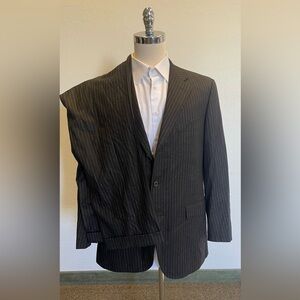 Belvest Made in Italy Super 120'S Wool Chalk Stripe Suit in Charcoal Size 46